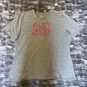 Under Armour Solid Gray With Pink Detail Heat Gear Short Sleeve Shirt Size XL